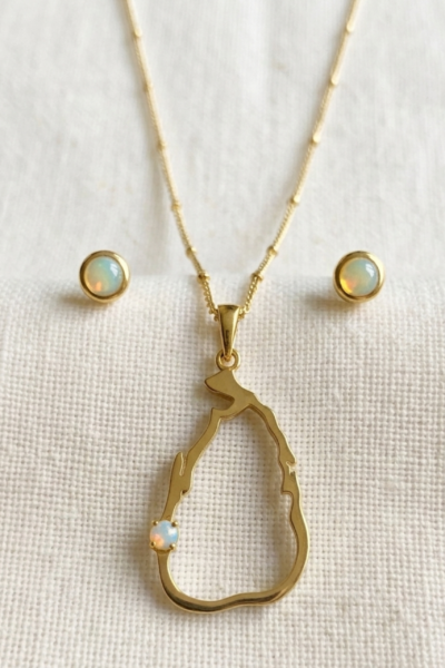 October Opal Pendant & Studs