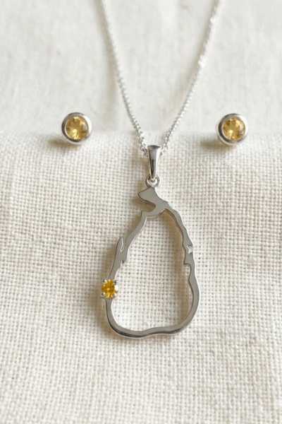 November Citrine Pendant & Studs