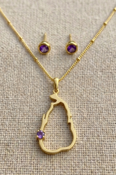 February Amethysts Pendant & Studs