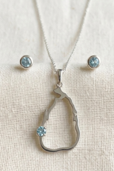 March Aquamarine Pendant & Studs