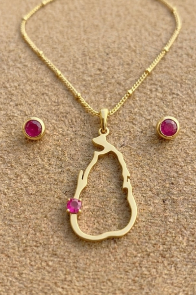 July Ruby Pendant & Studs