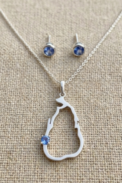 September Sapphire Pendant & Studs