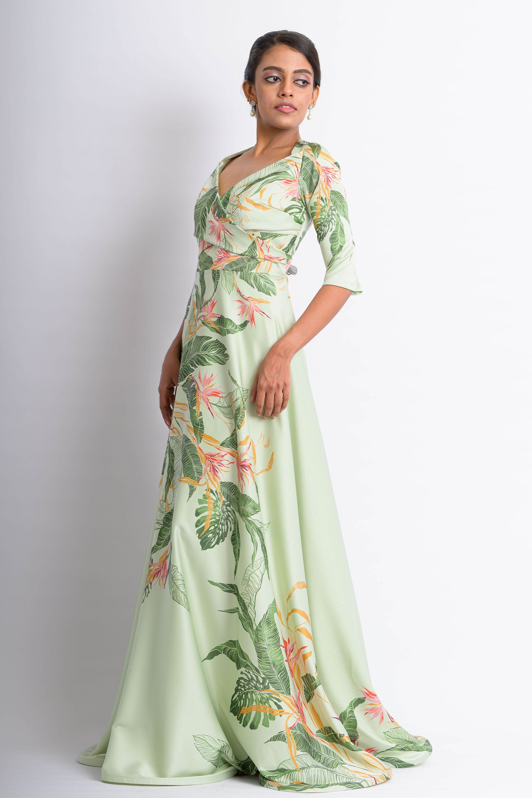 Light Green Tropics Maxi Dress