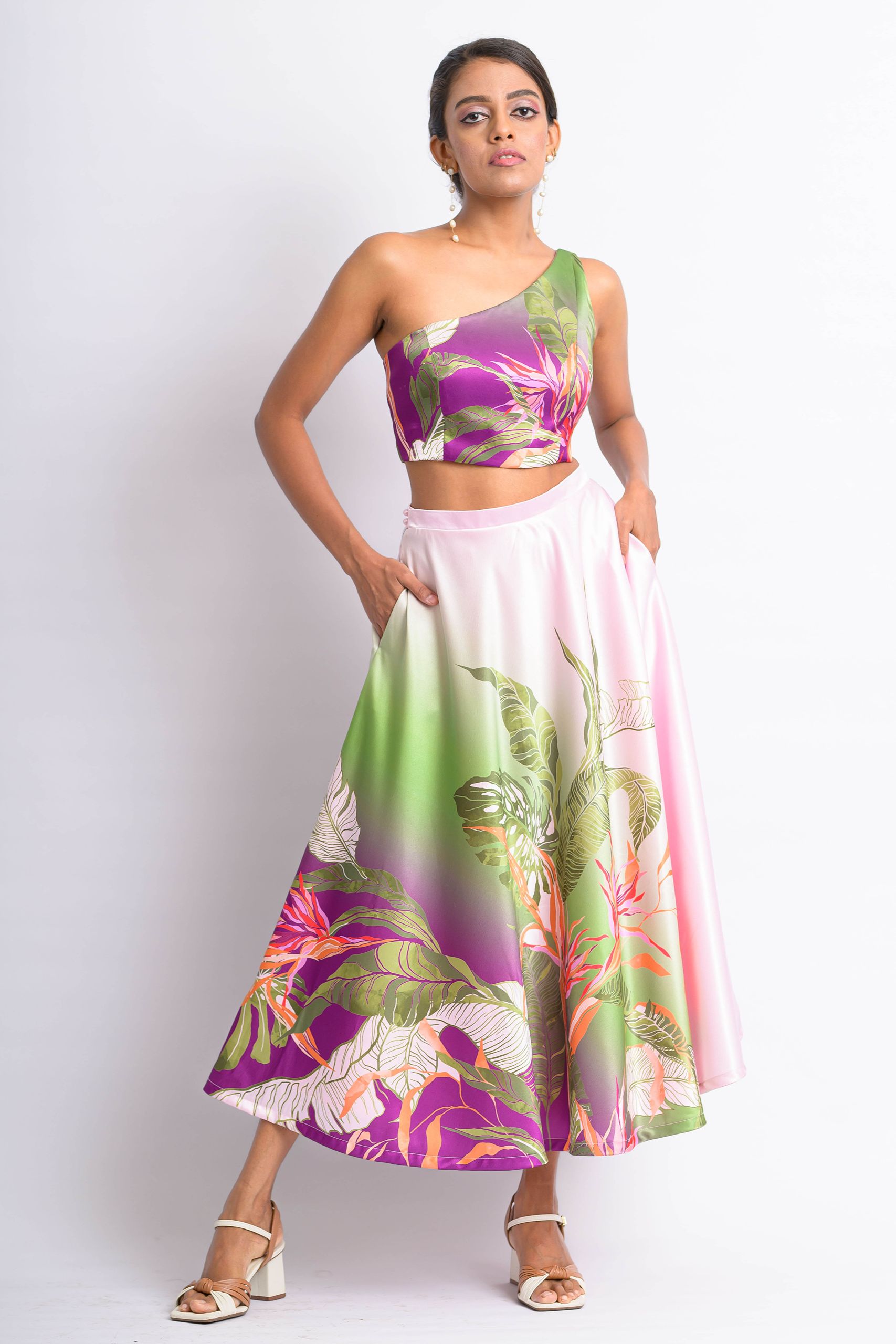 Pink Tropical Midi Skirt