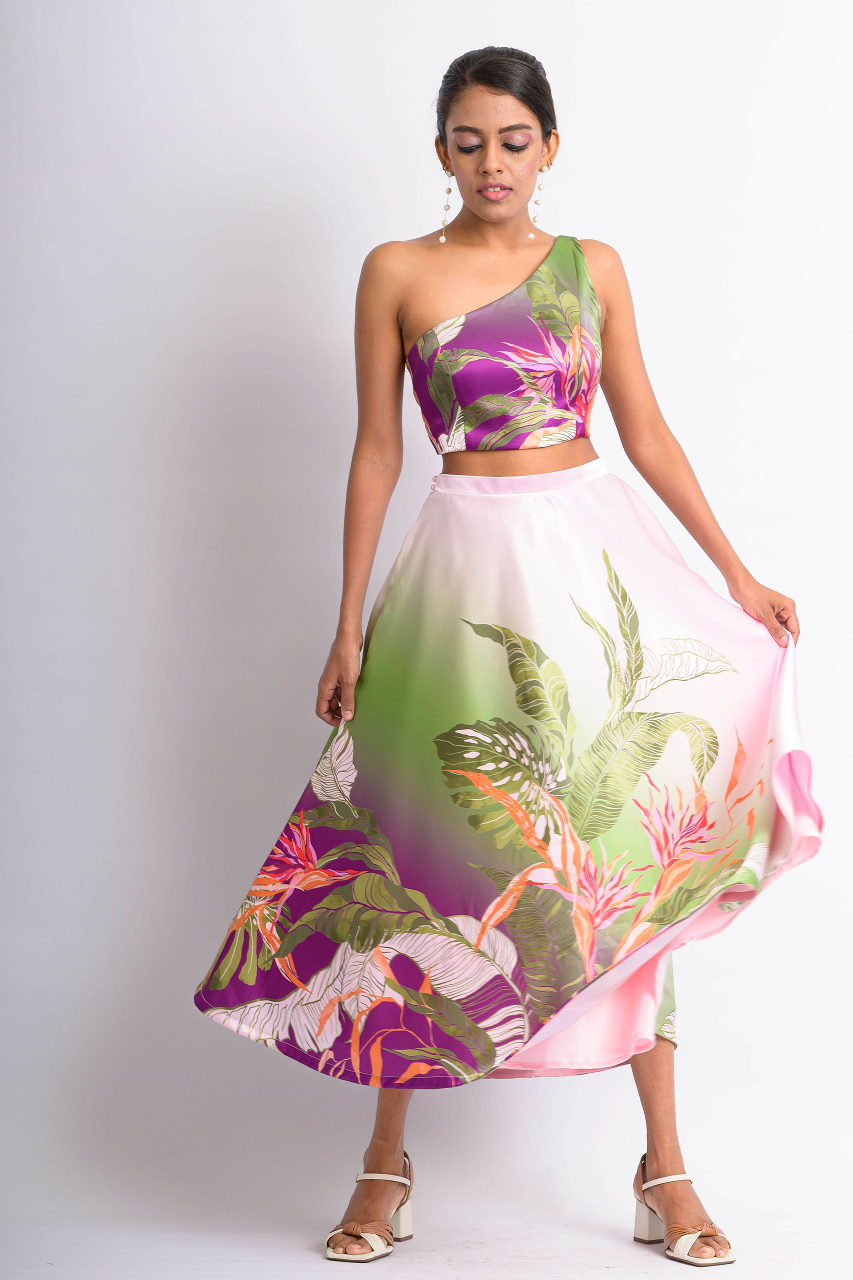 Pink Tropical Midi Skirt - Image 3