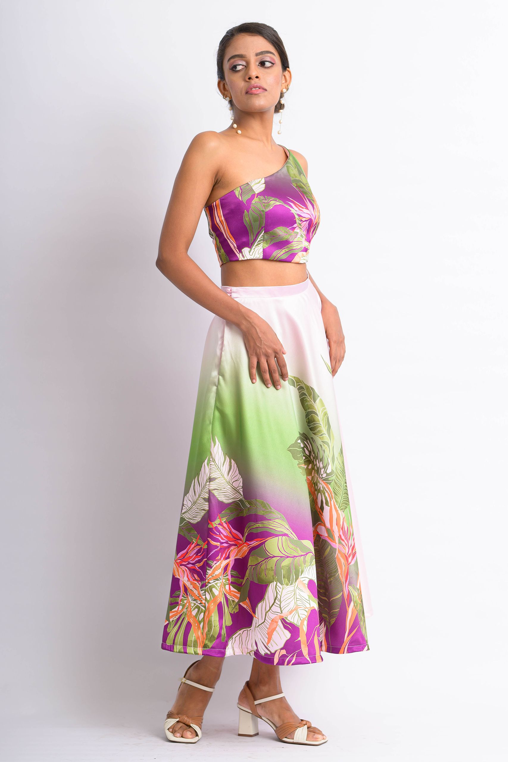 Pink Tropical Midi Skirt - Image 2