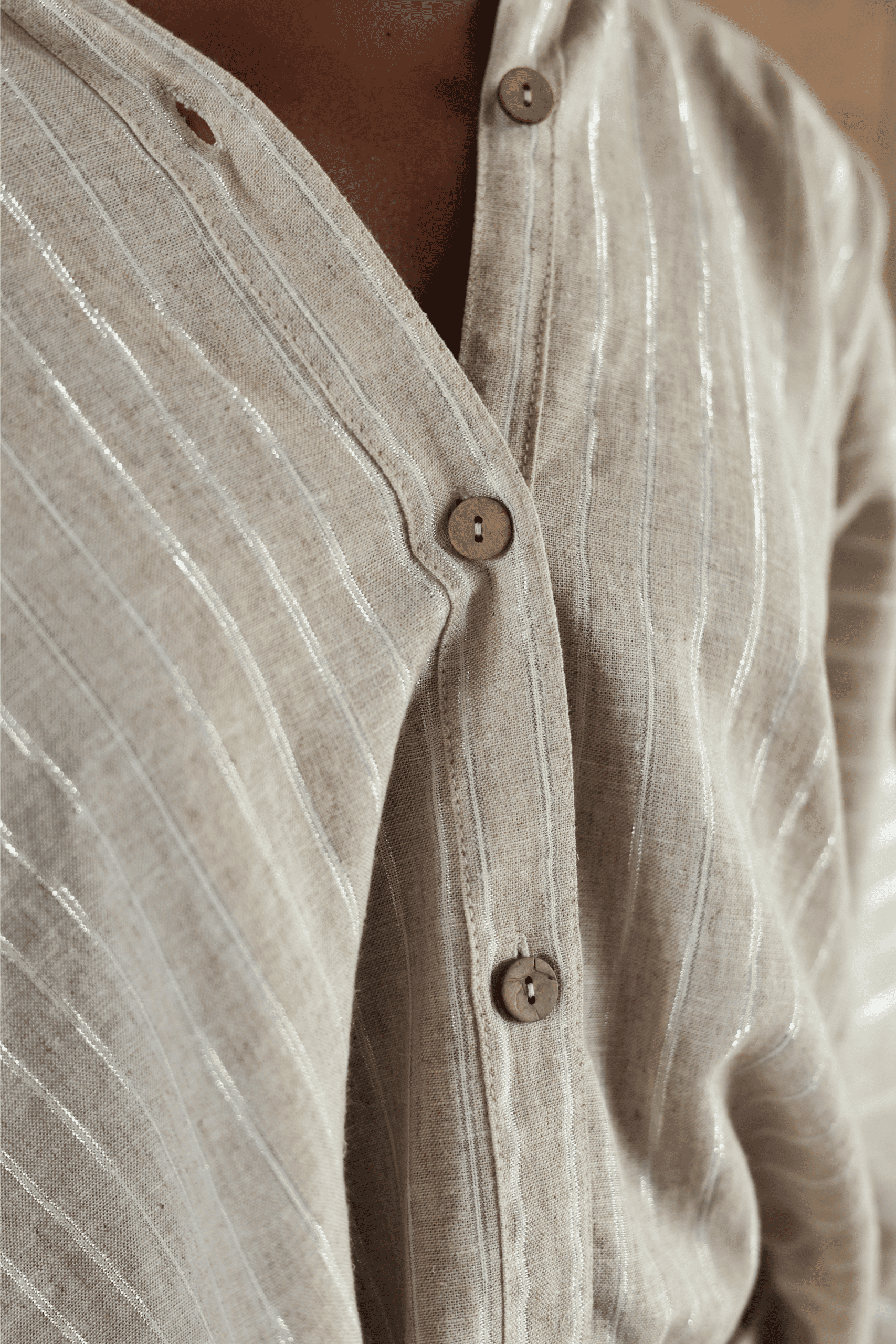 Suhasna Beige Silver Shirt - Image 3
