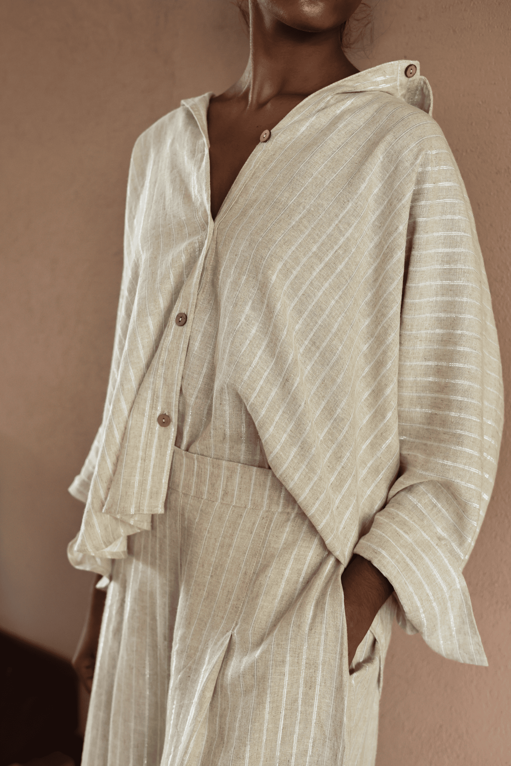 Suhasna Beige Silver Shirt - Image 2