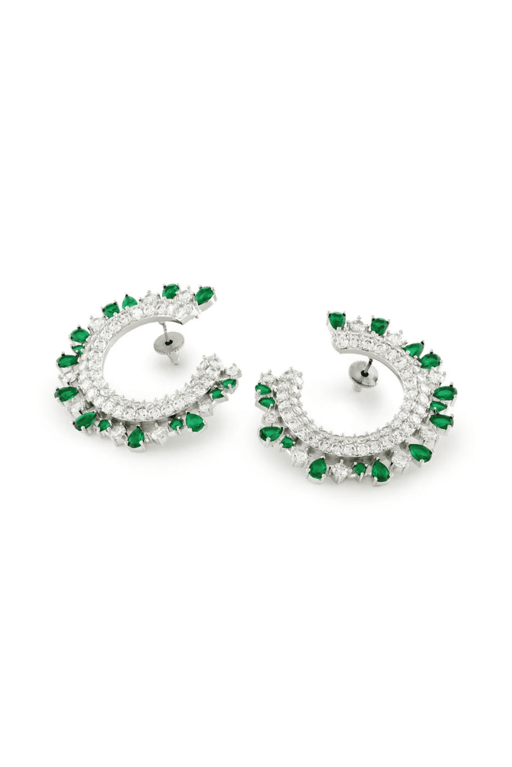 Royal Crescent Emerald Diamond Earrings - Image 3