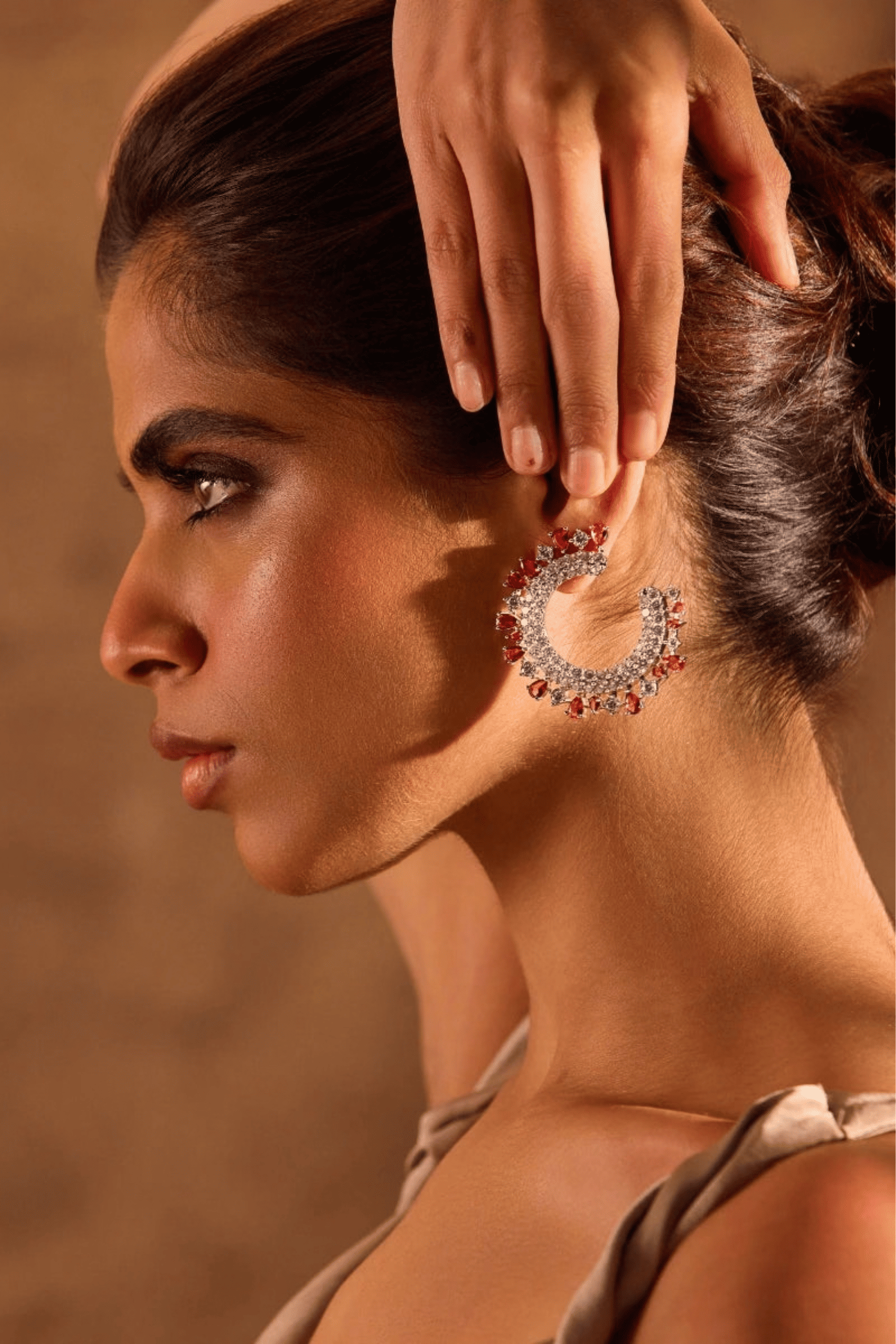 Royal Crescent Ruby Diamond Earrings - Image 4