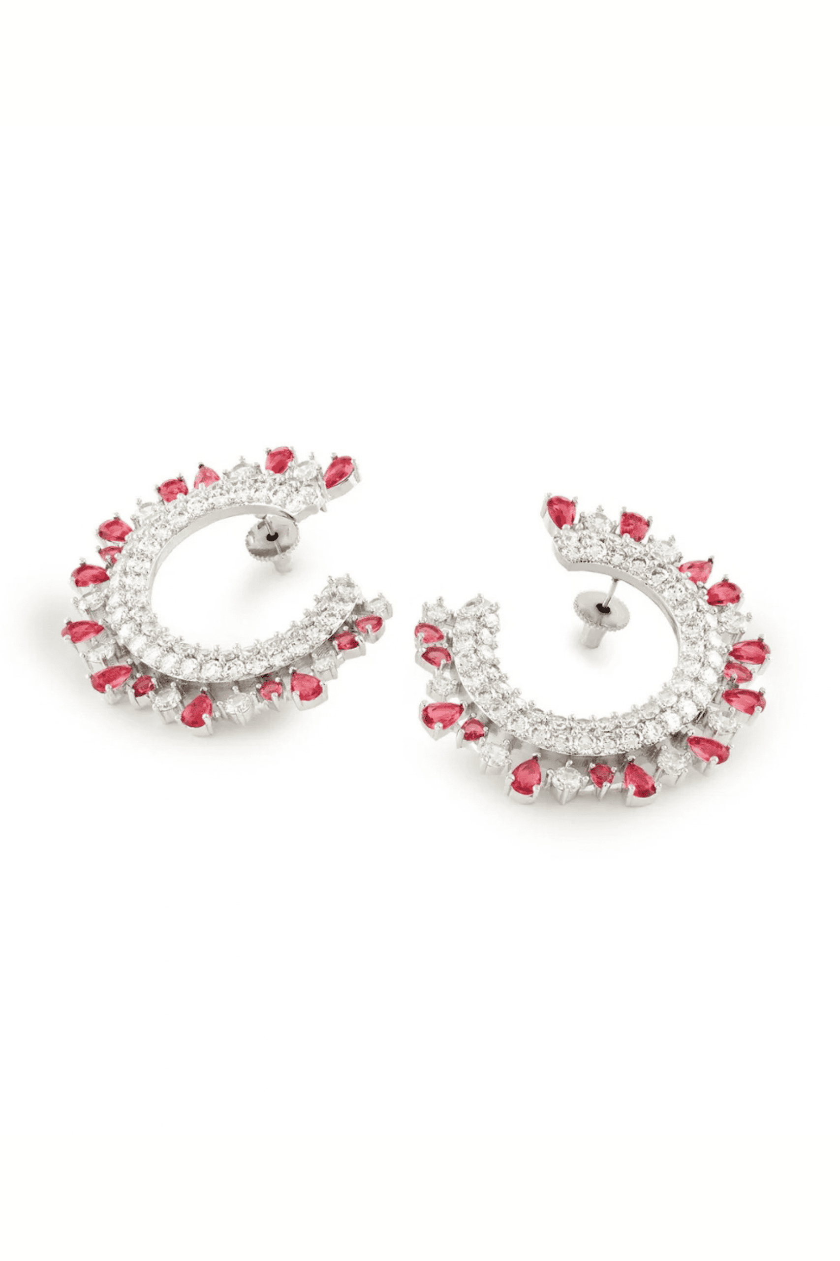Royal Crescent Ruby Diamond Earrings - Image 3