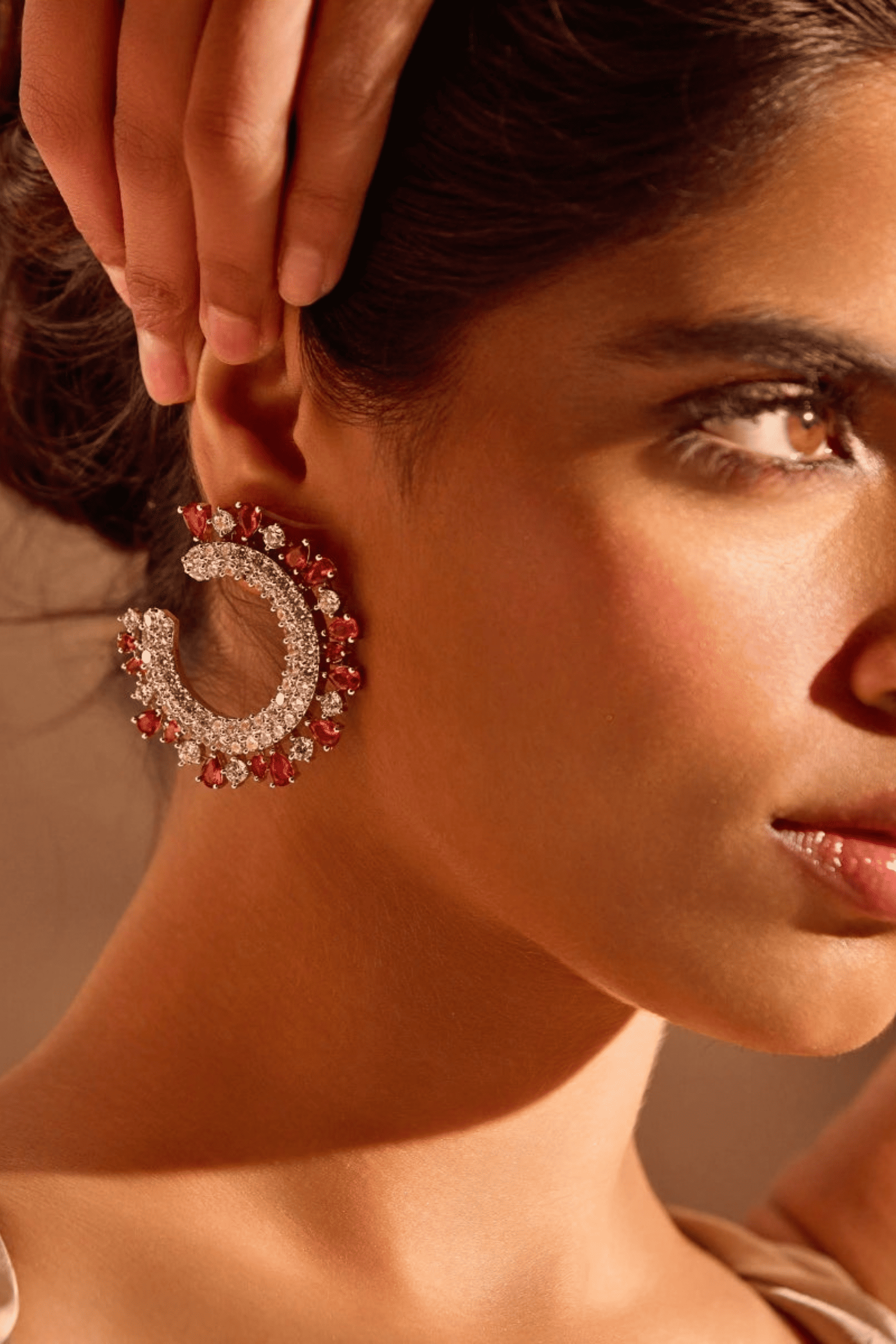 Royal Crescent Ruby Diamond Earrings