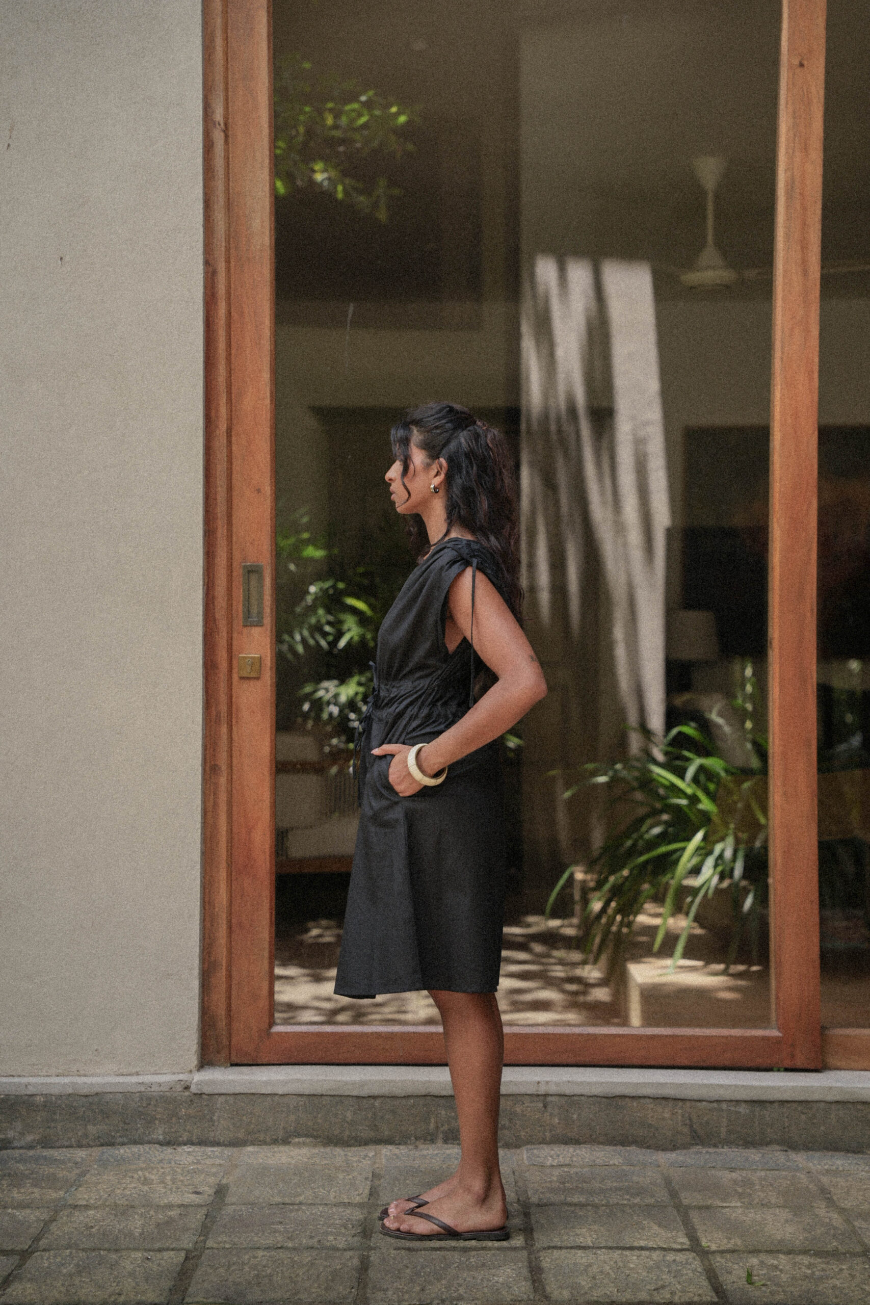 Raye Drawstring Dress Black - Image 3
