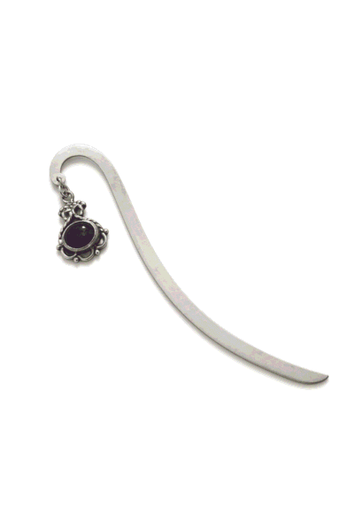 Cabochon Amethyst Vintage Bookmark In S925