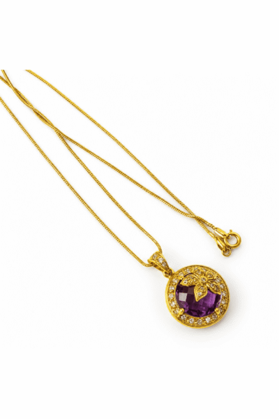 Floral Onlay Amethyst Necklace