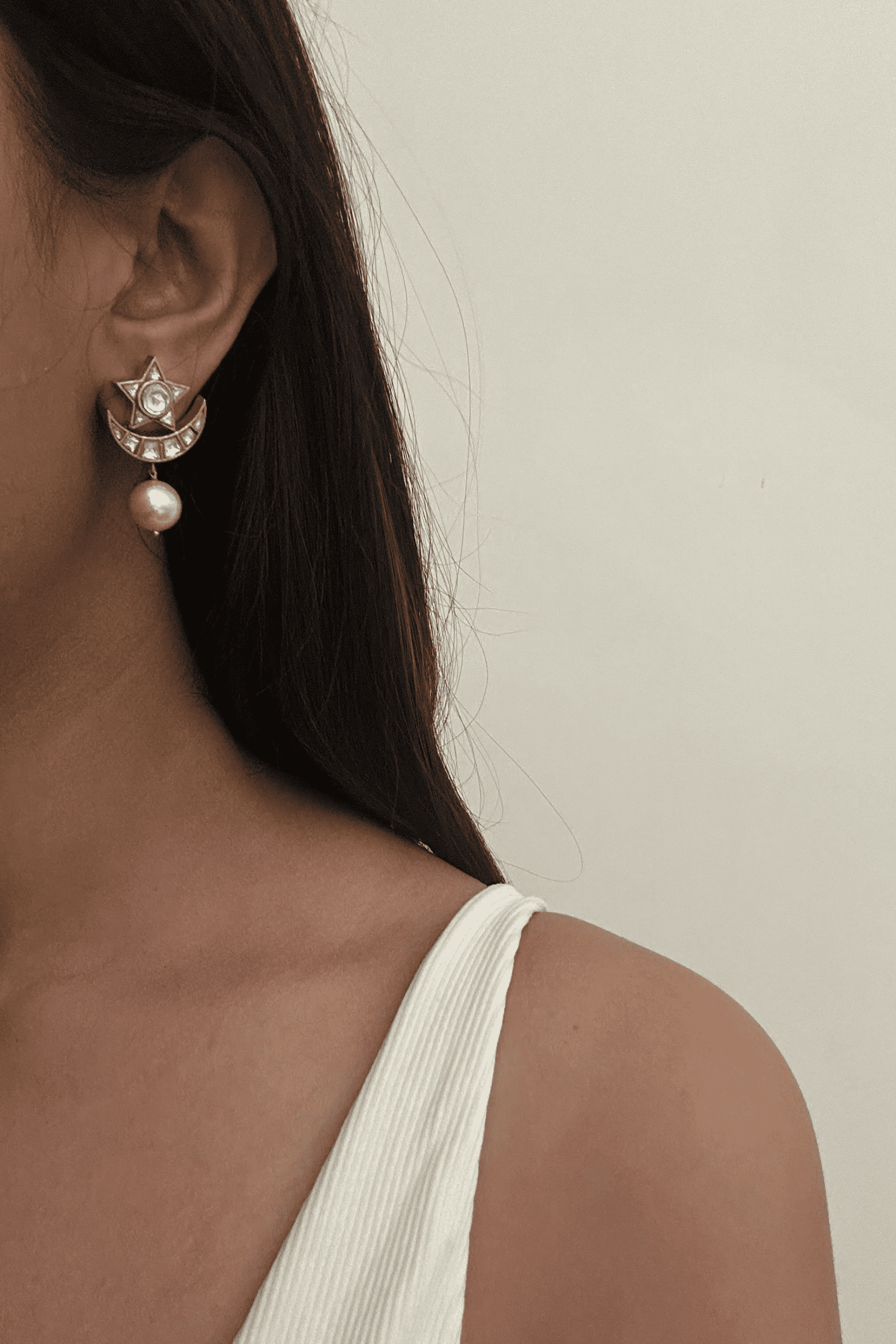 Star Cresent Moti Earrings