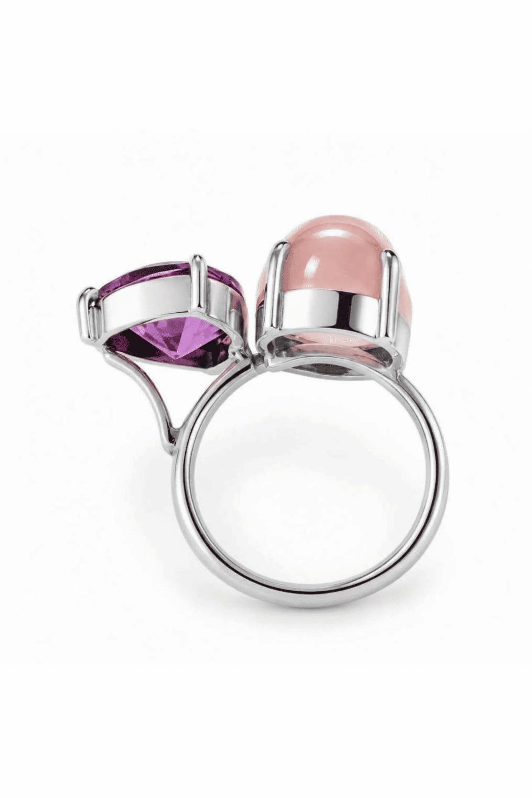 Rose Quartz And Amethyst Gap Ring - Image 2