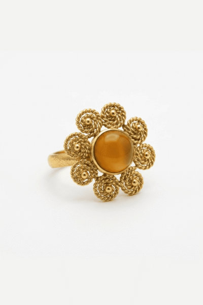 Peach Moonstone Filigree Agate Ring