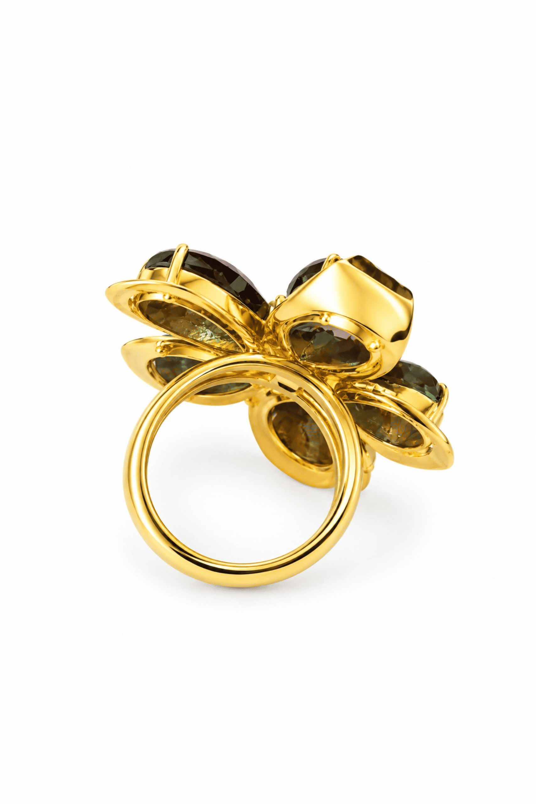 Abtract Black Opal Floral Ring - Image 2