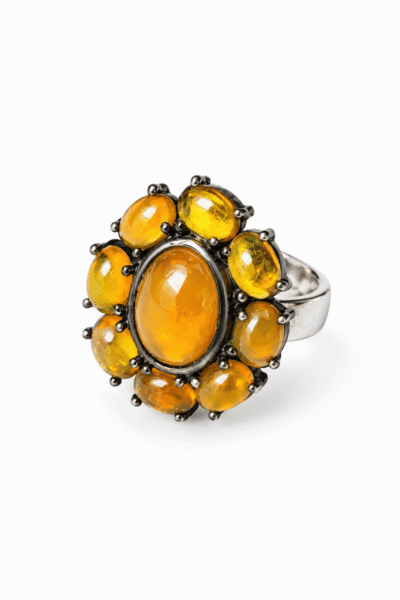 Mexican Fire Opal Cluster Ring