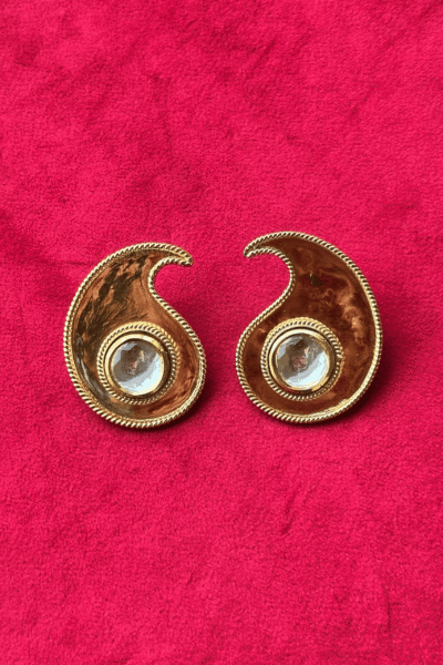 Polki Paisley Earrings Gołd