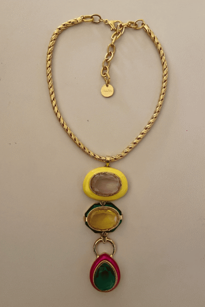 Trinity Stone Medallion Necklace